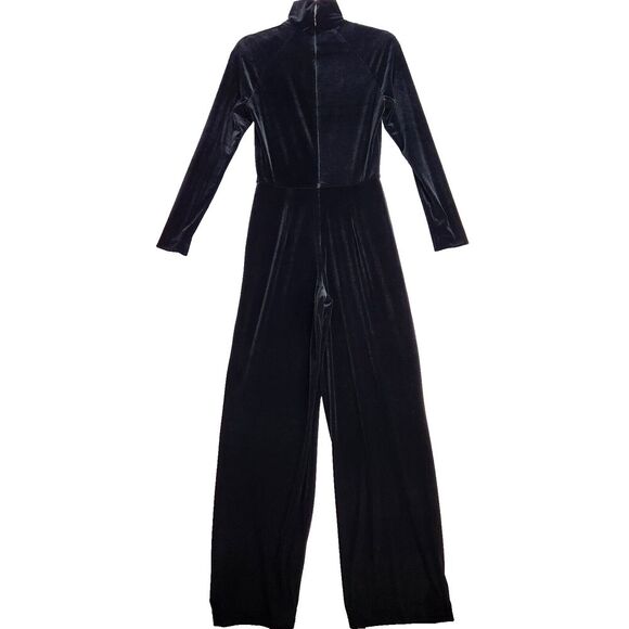 VTG Lillie Rubin Jumpsuit Womans 6 Black Velvet Mock Neck Long Sleeve 1 Pc Goth - Picture 2 of 14